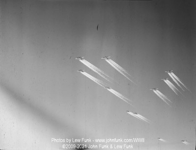 Formation of B-17s with contrails on Mission to Berlin February 3, 1945
