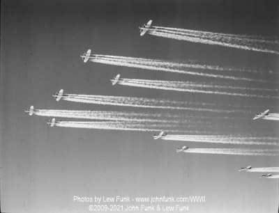 Formation of B-17s with contrails on Mission to Berlin February 3, 1945