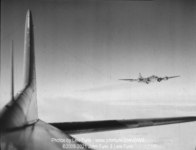 B-17 43-38785 on Mission to Berlin February 3, 1945 taken from the radio room top hatch