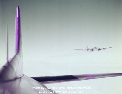B-17 43-38785 on Mission to Berlin February 3, 1945 taken from the radio room top hatch in color