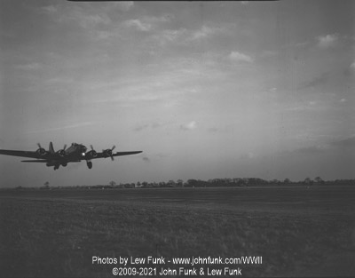 B-17 Landing at Mendlesham AFB after Mission to Berlin February 3, 1945