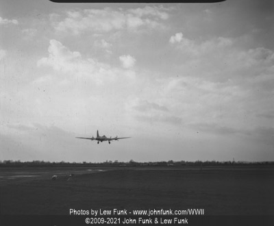 B-17 Landing at Mendlesham AFB after Mission to Berlin February 3, 1945