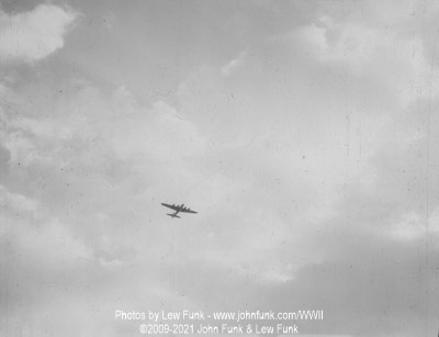B-17 on Landing approach to Mendlesham AFB after Mission to Berlin February 3, 1945