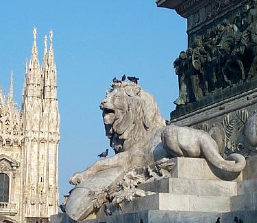 Lion Sculpture In Plaza